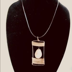 Art Piece Pendant Necklace on Leather Cord